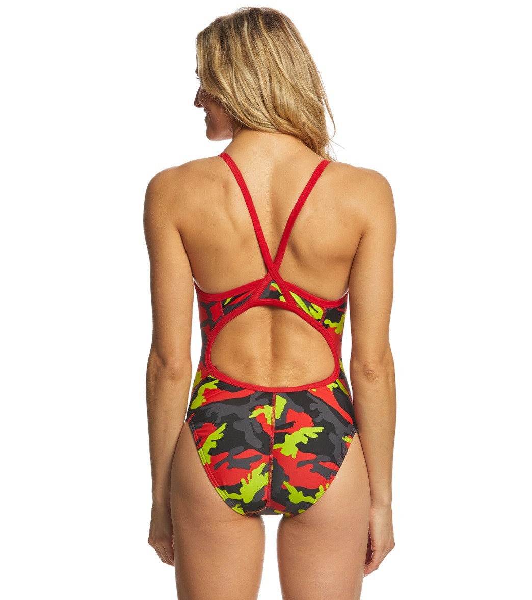 SPEEDO Women’s Girl’s Camo Squad Flyback One Piece Competition Swimsuit