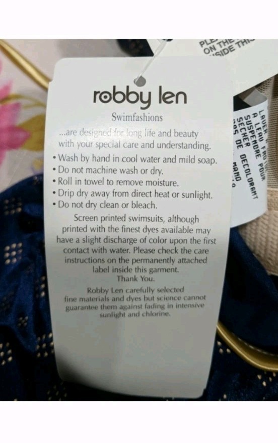 Robby Len ONE PIECE SWIMSUIT Skirt BATHING SUIT Women’s Size 22 22w Navy Plus Sz