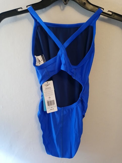 Speedo Women’s Core Solid Flyback Training Swimsuit Size 26 New Sapphire