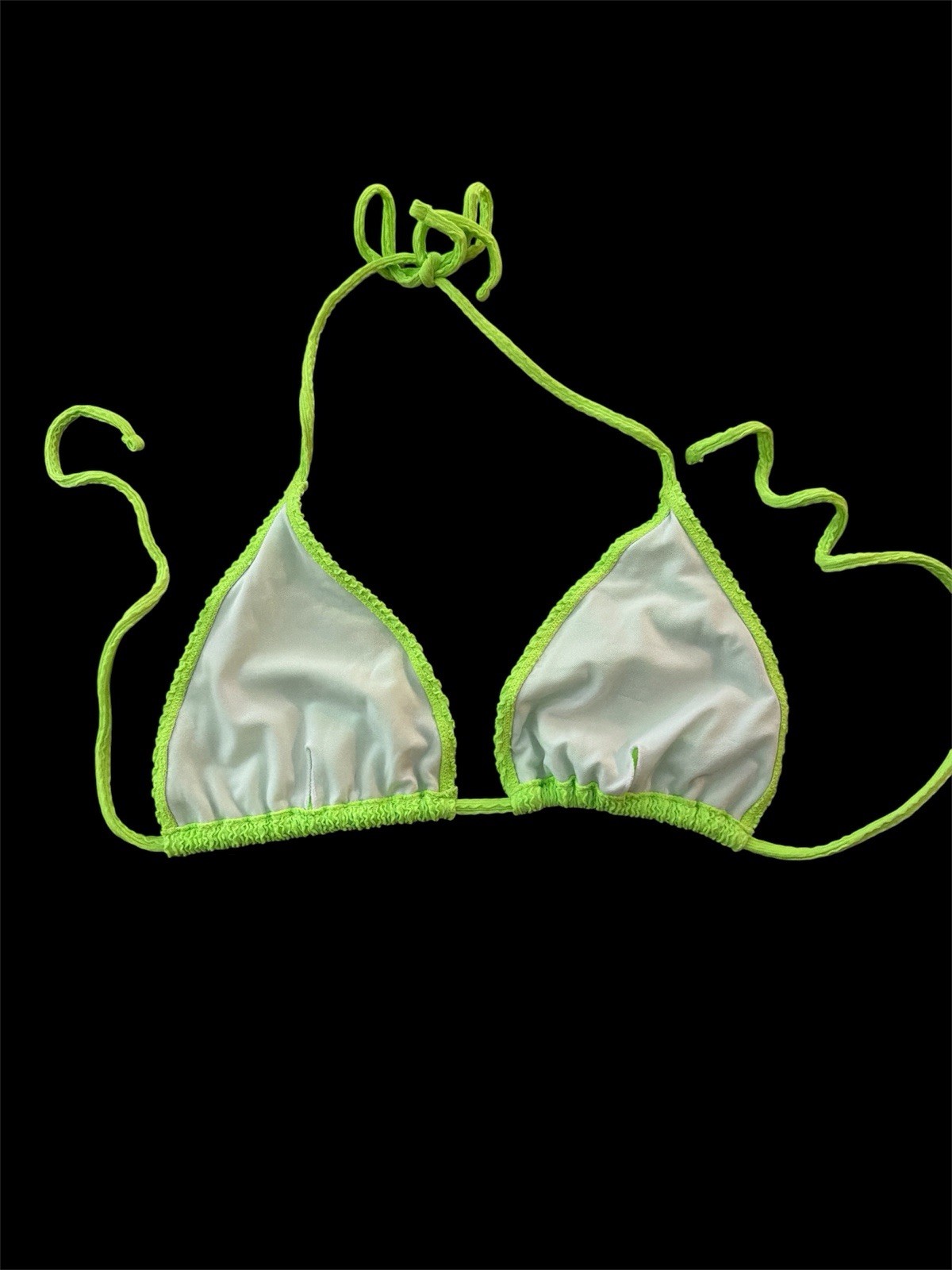 Neon Lime Green 3PC Bikini Set Ribbed Triangle Top Wrap Skirt Swimwear PLUS SIZE