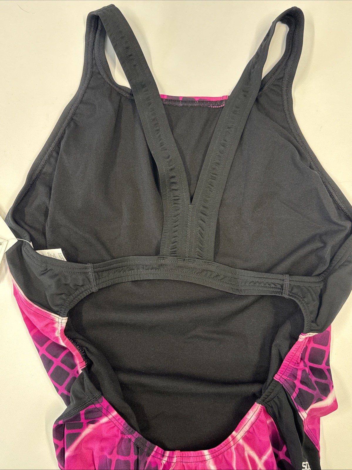 Speedo Womens Endurance Swimsuit One Piece Proback 10/36 Pink Black Patterned