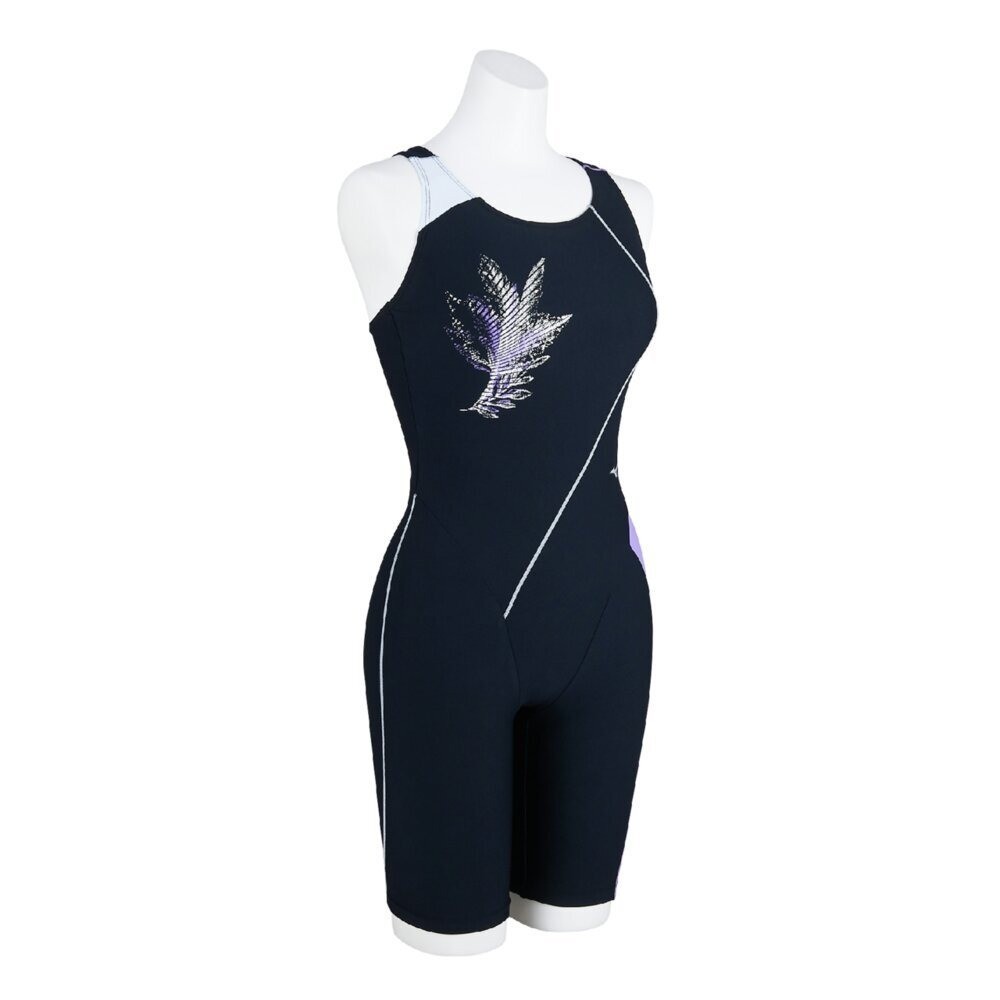 Mizuno Women’s Swim Fitness All-in-One Swimsuit Back Strap Stroke ONE Black/IVY