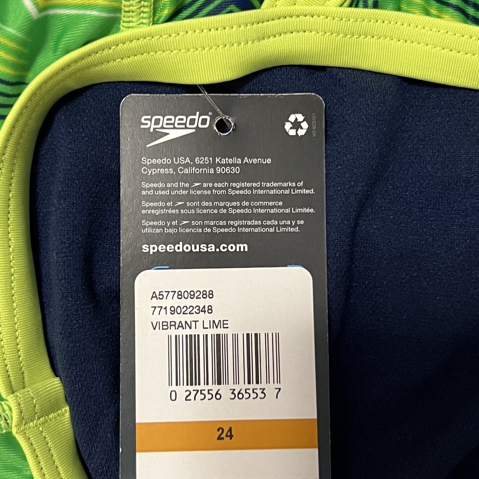 Speedo Pro LT Play the Angles Flyback Vibrant Lime One Piece Swimsuit Size 24