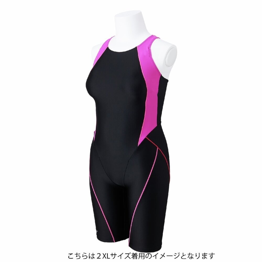 Mizuno Women’s Swim Fitness All-in-One Swimsuit Two-Tone Design Black/Pink 2025