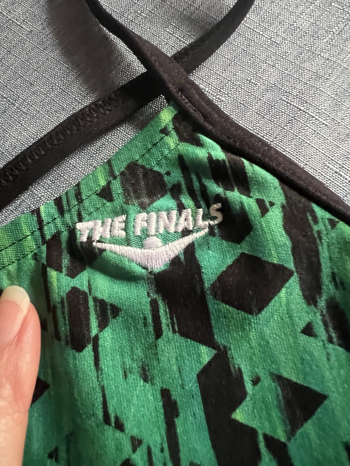 TYR The Finals Swimsuit Size 38L (tall) Green Black Omega Swan Back NEW