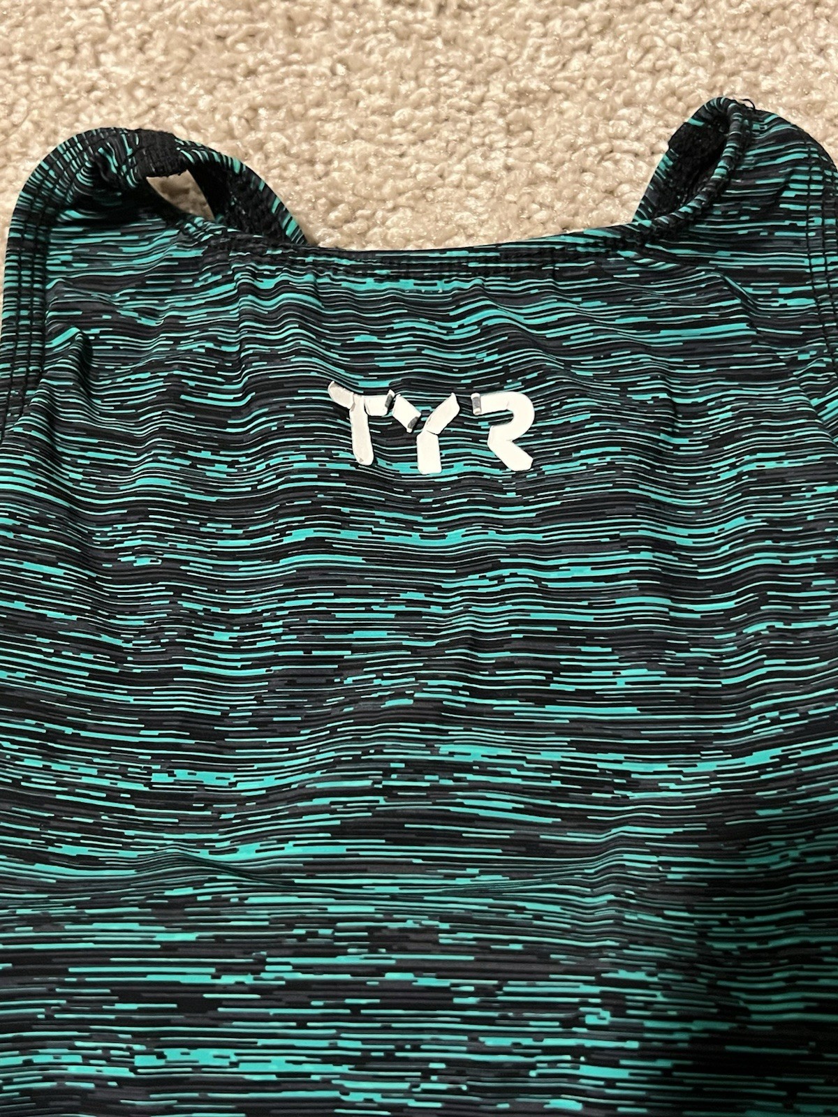 TYR Avictor Tech Suit Womens 24 Kneeskin Black Green Racing Swimsuit Fair Used
