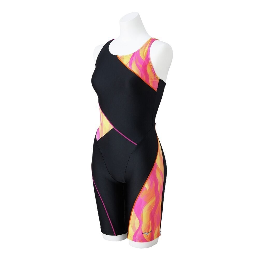 Mizuno Women’s Swim Fitness All-in-One Swimsuit Back Strap Color Cocktail BK/CS