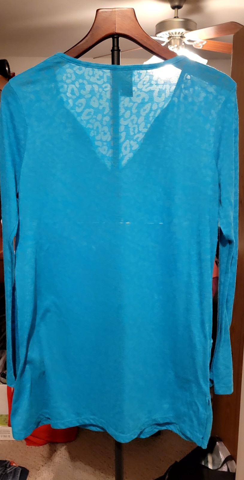Catalina Women’s Swim Cover-Up Teal Long Sleeve With Subtle Animal Print Medium