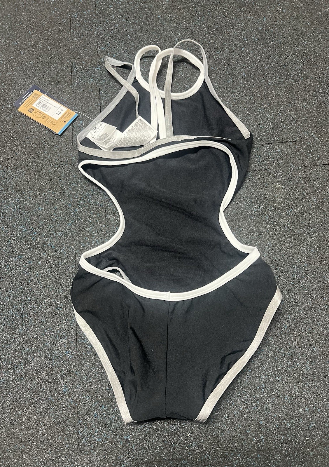 Arena Women’s One Double Cross Back One Piece Swimsuit – 30 – Black/Silver/White