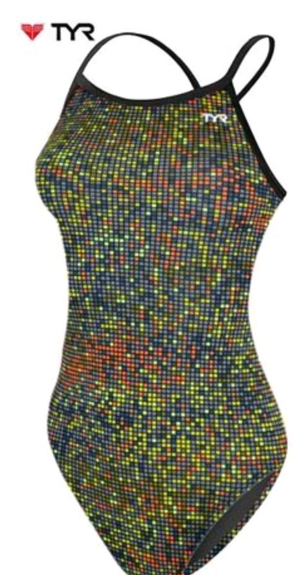 TYR Atomic diamondfit, Womens 36, Black, Green, Orange,chartruce Green, Yellow