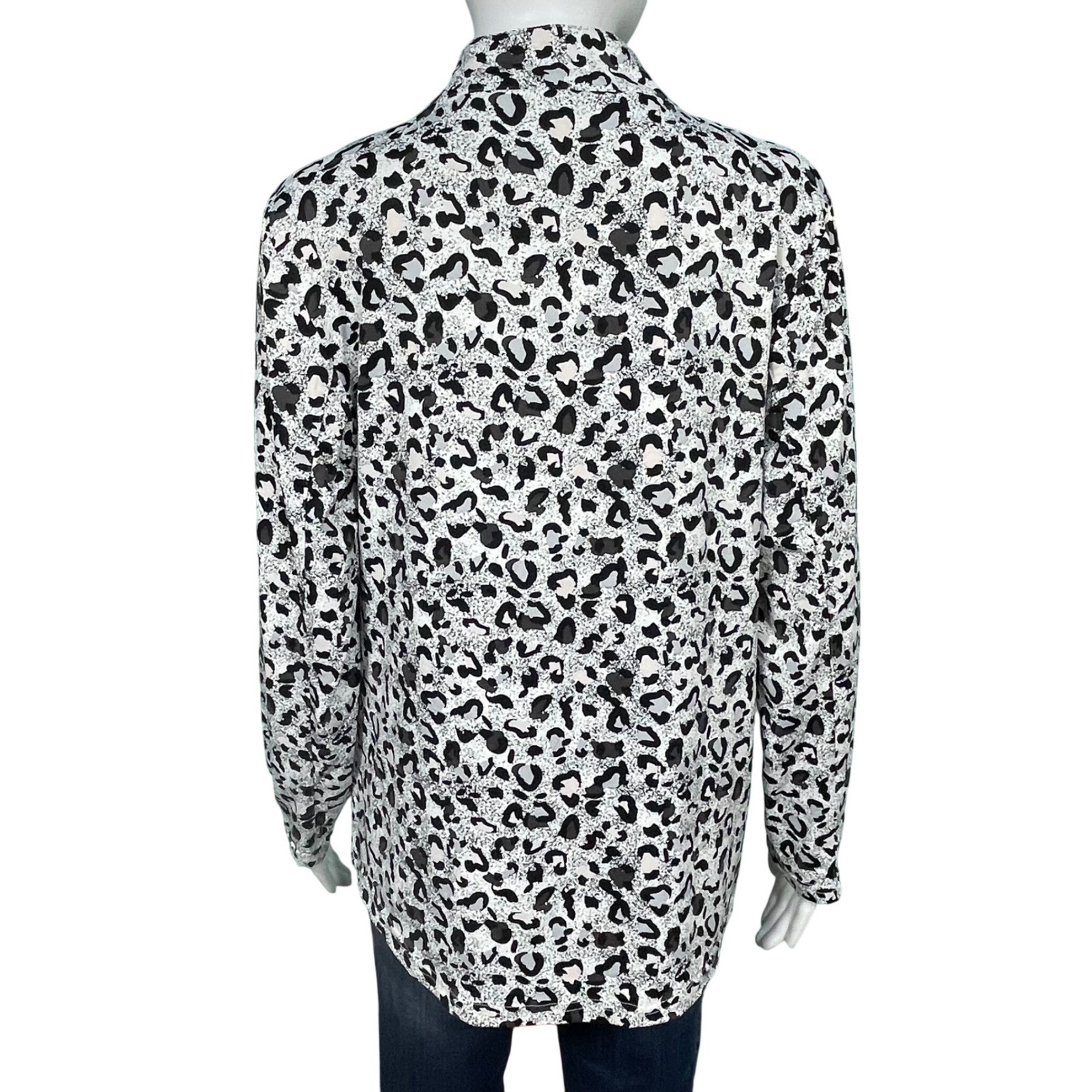 Anthony’s Resort Wear Leopard Print Quarter Zip Long Sleeve UPF 50 Women M