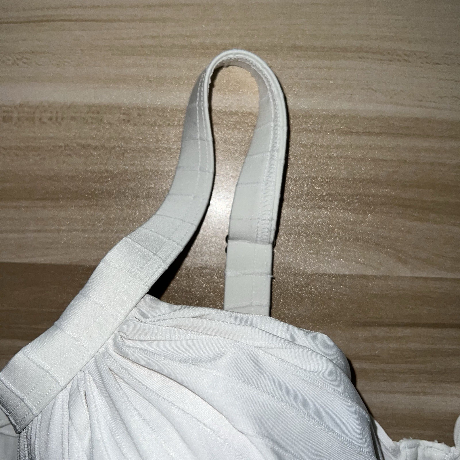 Lands’ End 18W Bikini Swim Top White Underwire Bra Lined Ruched Plus Size
