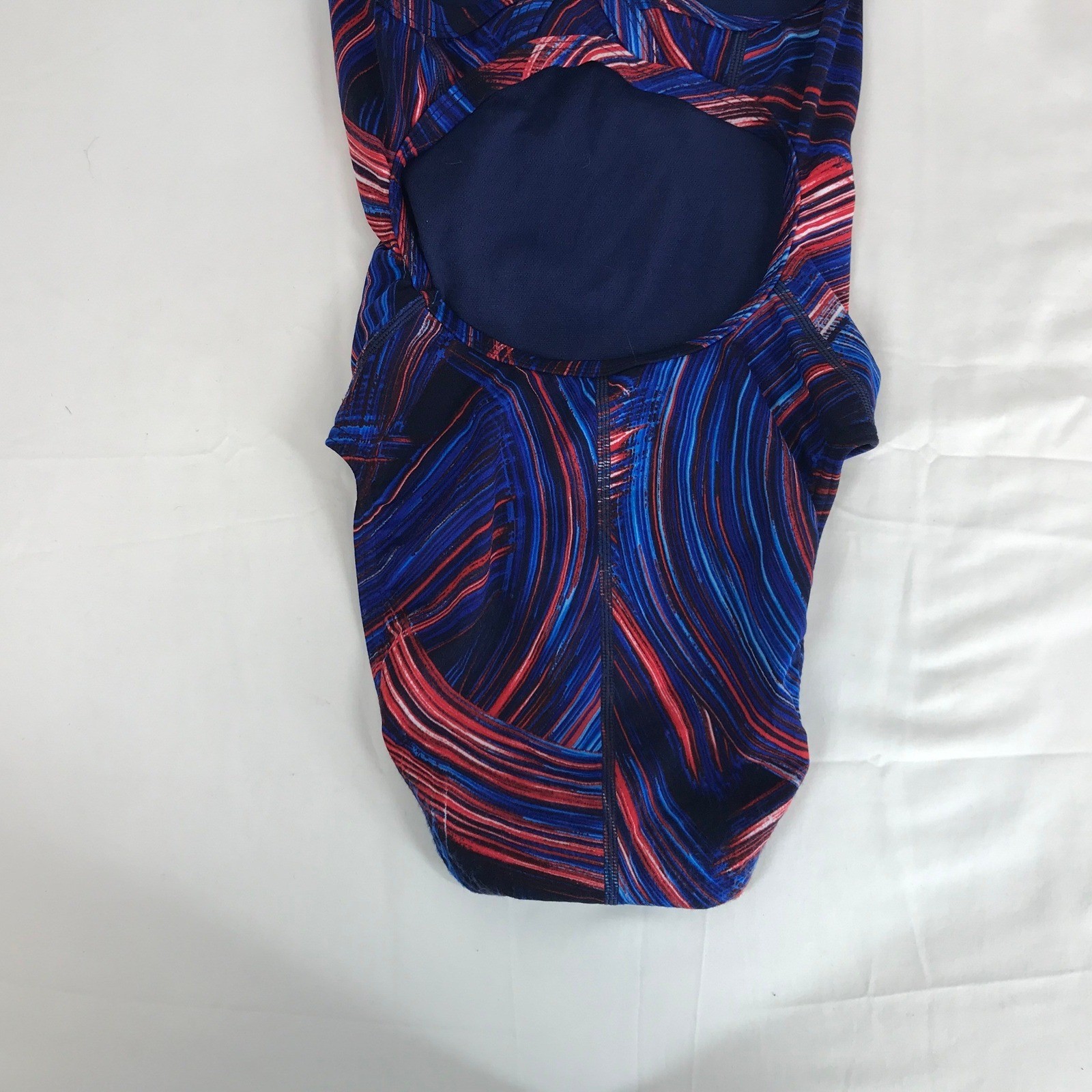 Speedo Endurance+ Womens 26 One Piece Swimsuit Blue Red Abstract Training Suit