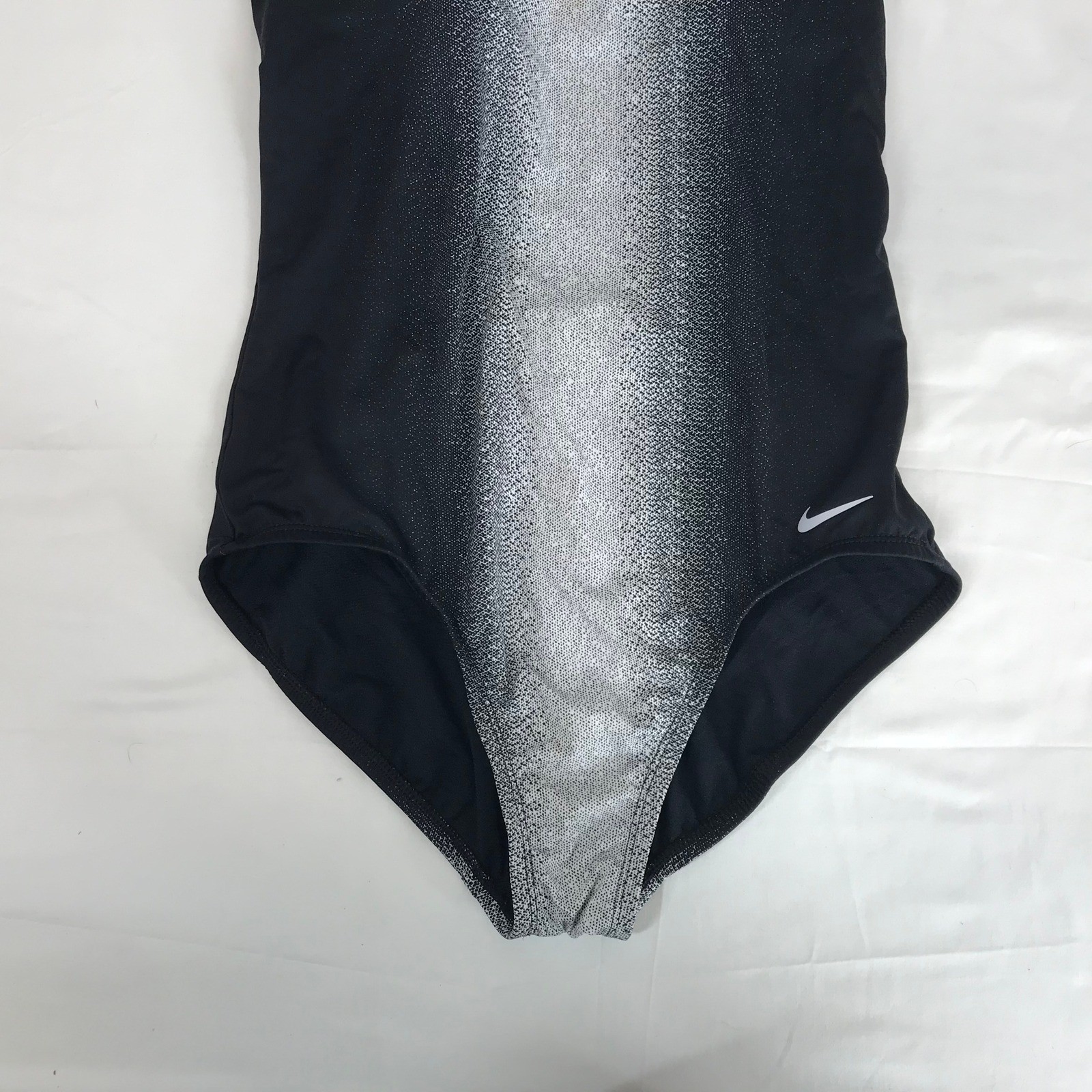 Nike Womens One Piece Swimsuit Black Silver Ombre Gradient Athletic Training