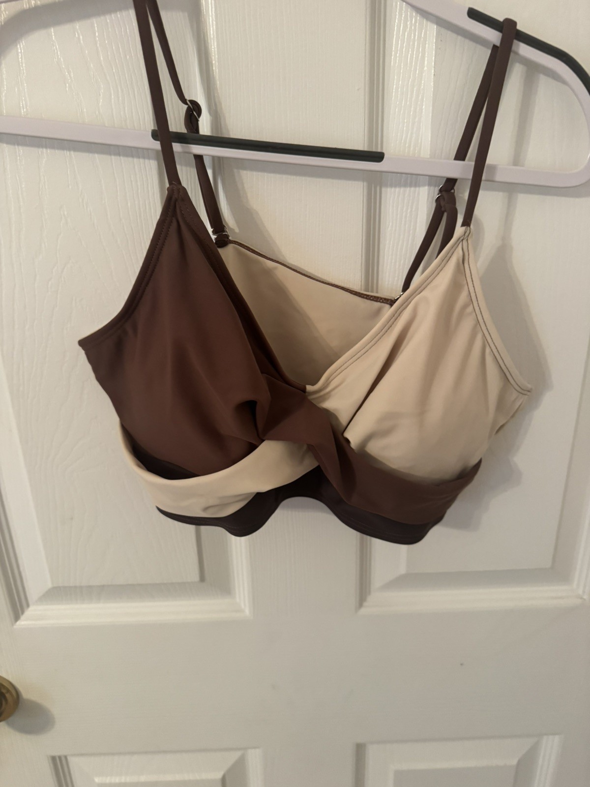 Women’s 2-pc Bathing Suit Never Worn In Brown, Cream,Tan-Lg