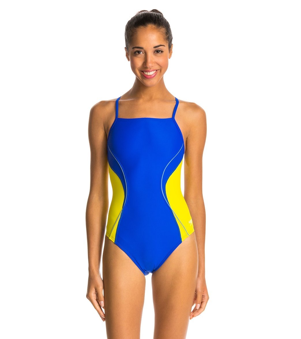 SPEEDO Women’s PowerFLEX Eco Revolve Splice Energy Back One Piece Swimsuit
