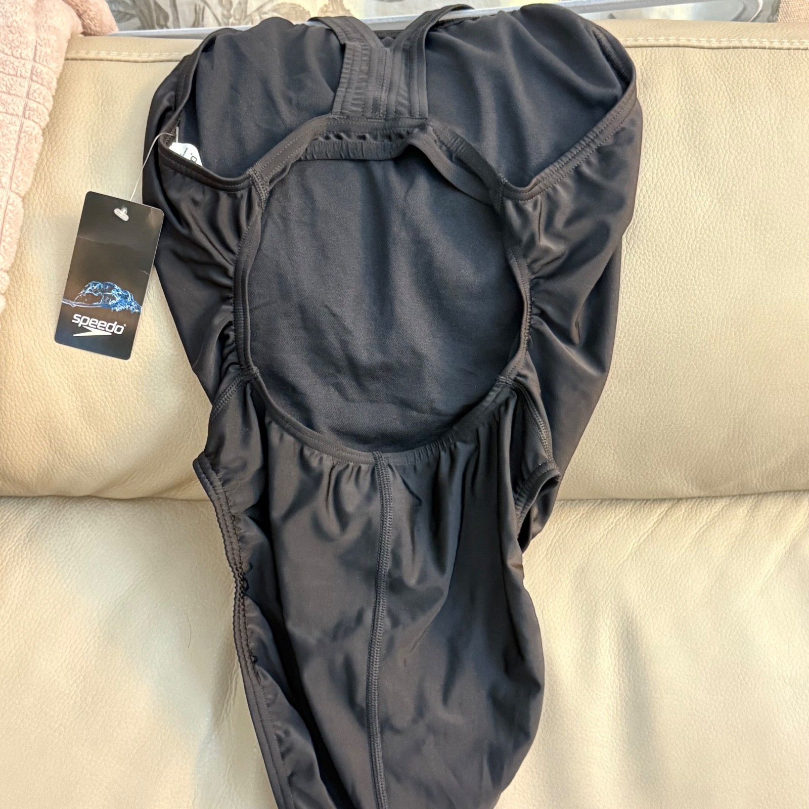 SPEEDO Swimsuit Women’s 12 Competition Eco Solid Super Pro Black Logo NIB
