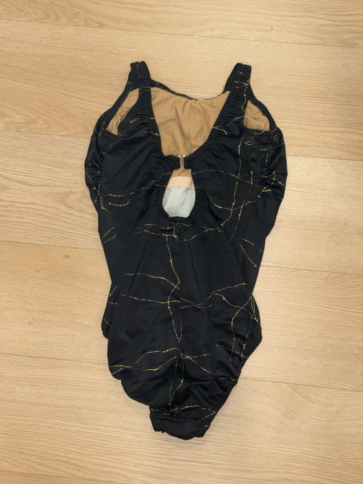 Vintage 1990’s Women’s One Piece Competitive Swimwear Black With Gold Size 10