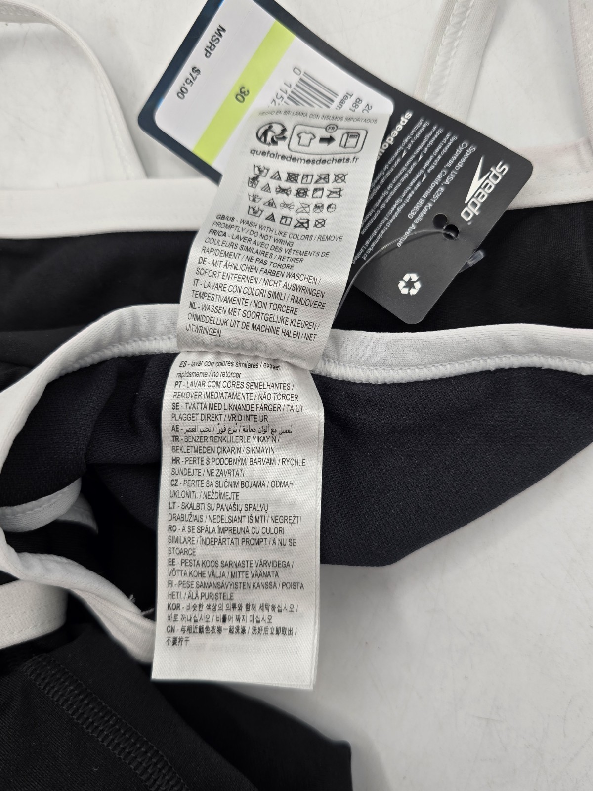 NWT Speedo Women’s One Piece ProLT Flyback Swimsuit – Black/White – Size 30