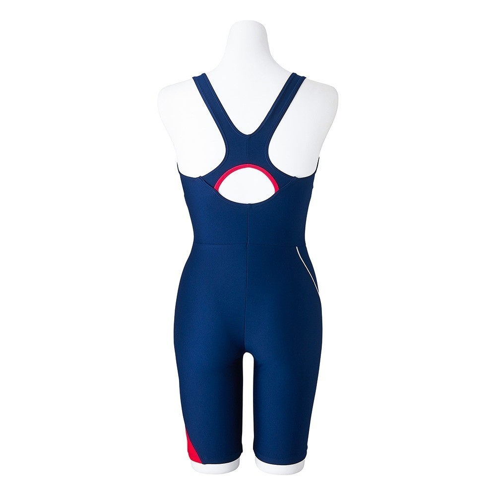 Mizuno Women’s Swim Fitness All-in-One Swimsuit Stroke ONE Navy/White/Red 2025SS