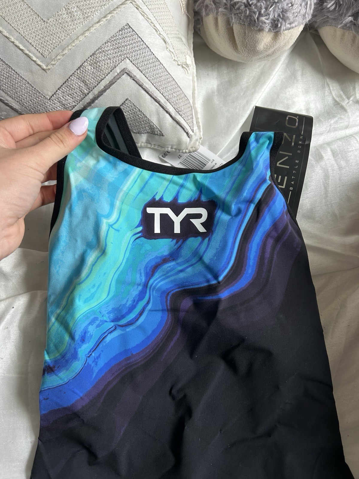 TYR Venzo Open Back Size 27 Tech Suit Kneeskin Swimsuit