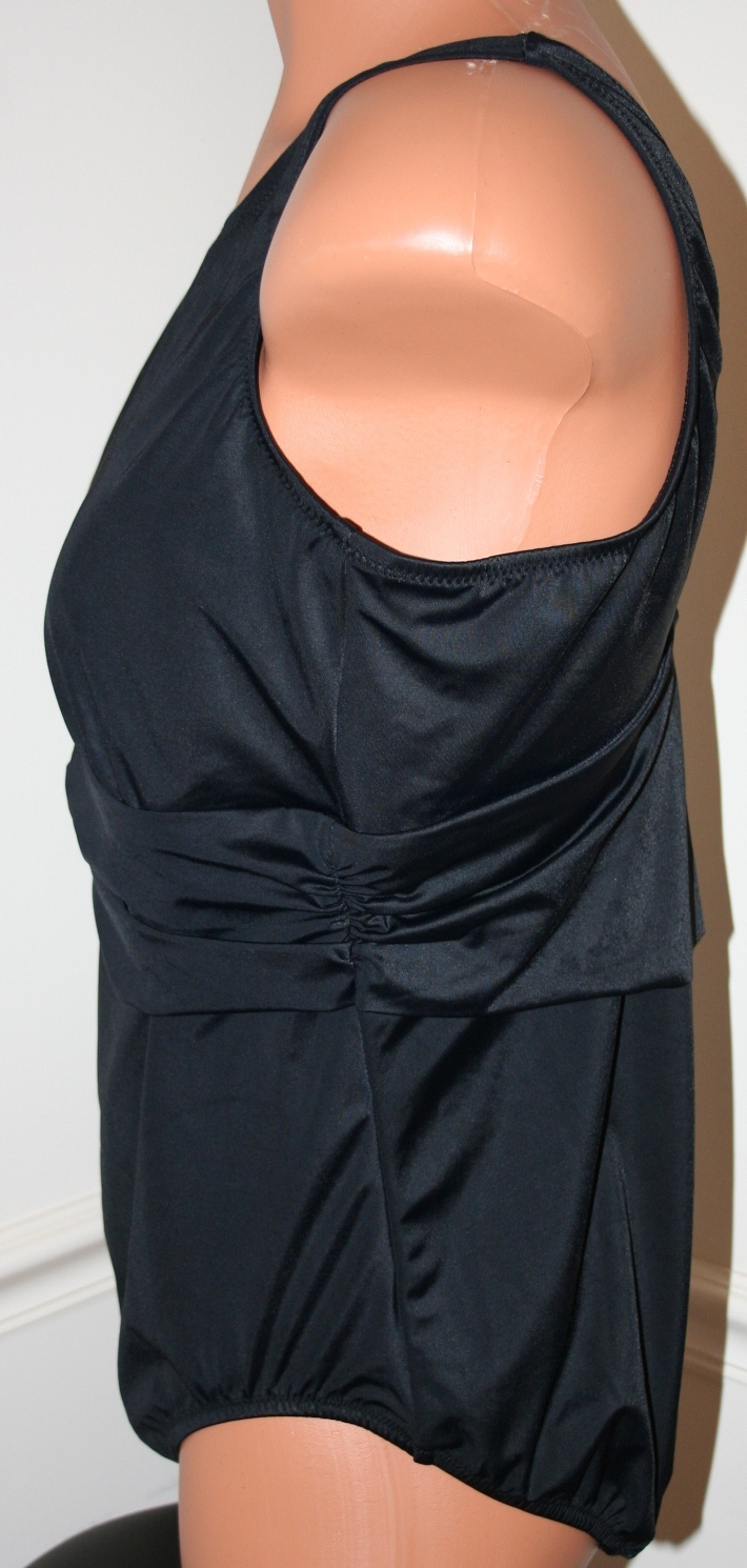 lands end PLUS SIZE ONE PIECE 1PC SWIMSUIT BATHING SUIT v neck top BLACK 22W 22