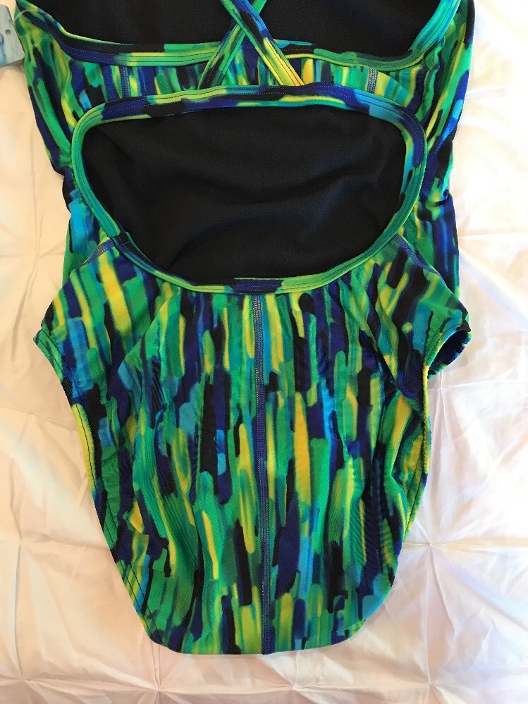 New Womens Speedo Blurry Green Blue Yellow ProLT Racing 28 NWT $40