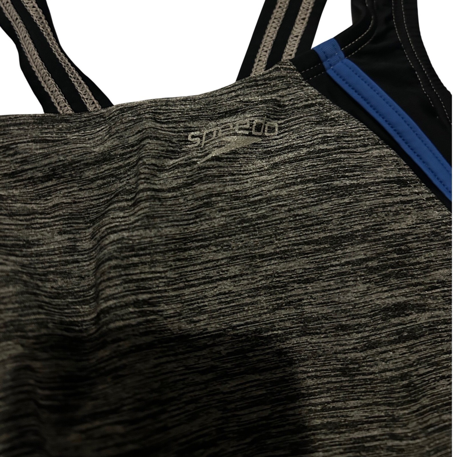 Speedo Womens Space Dye Hydrobra One Piece Swimsuit Grey Blue 7723053 Size 4