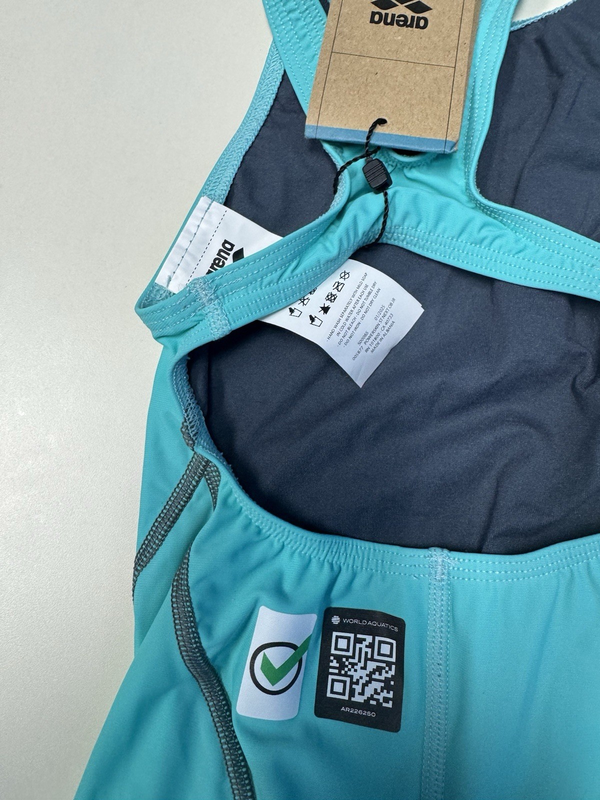 NWTArena Girls Junior Racing Suit Powerskin St Next Open Back Swim Aquamarine 22