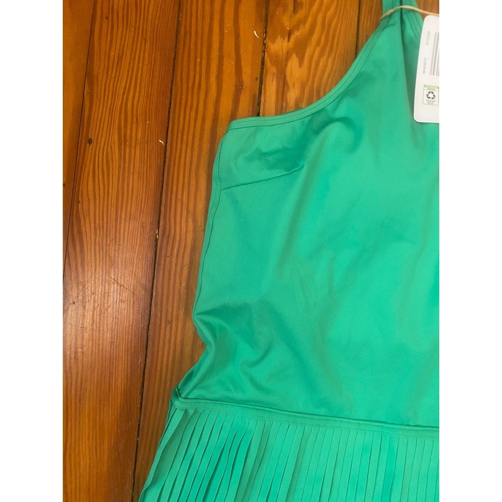 Crane swimsuit Dress Green Pleated Racerback XL 16-18 Beach resortwear