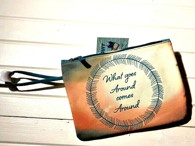 SWIMSUIT SACK WHAT GOES AROUND COMES AROUND Wristlet WET DRY BEACH CASE POUCH