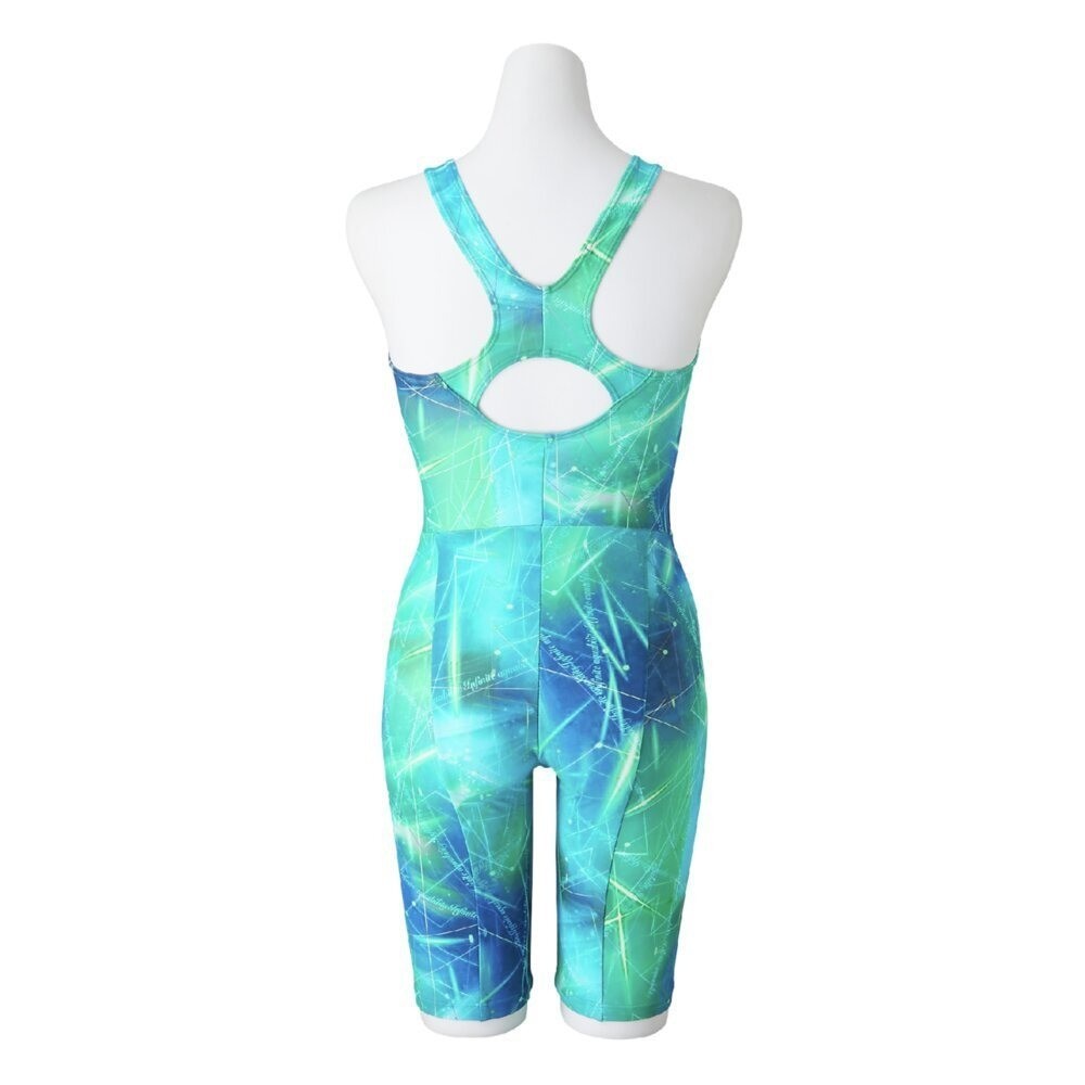 Mizuno Women’s Swim Fitness All-in-One Swimsuit Graphic Pattern Mint Stroke ONE