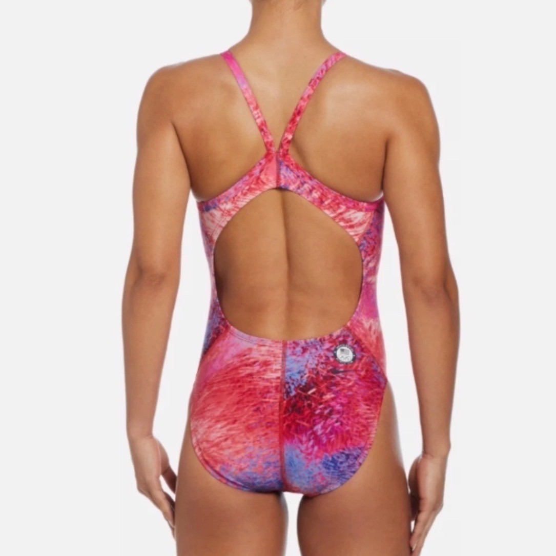 Nike HydraStrong USA Olympic Team One Piece Swimsuit NESSE034 Pink Blue 38/12
