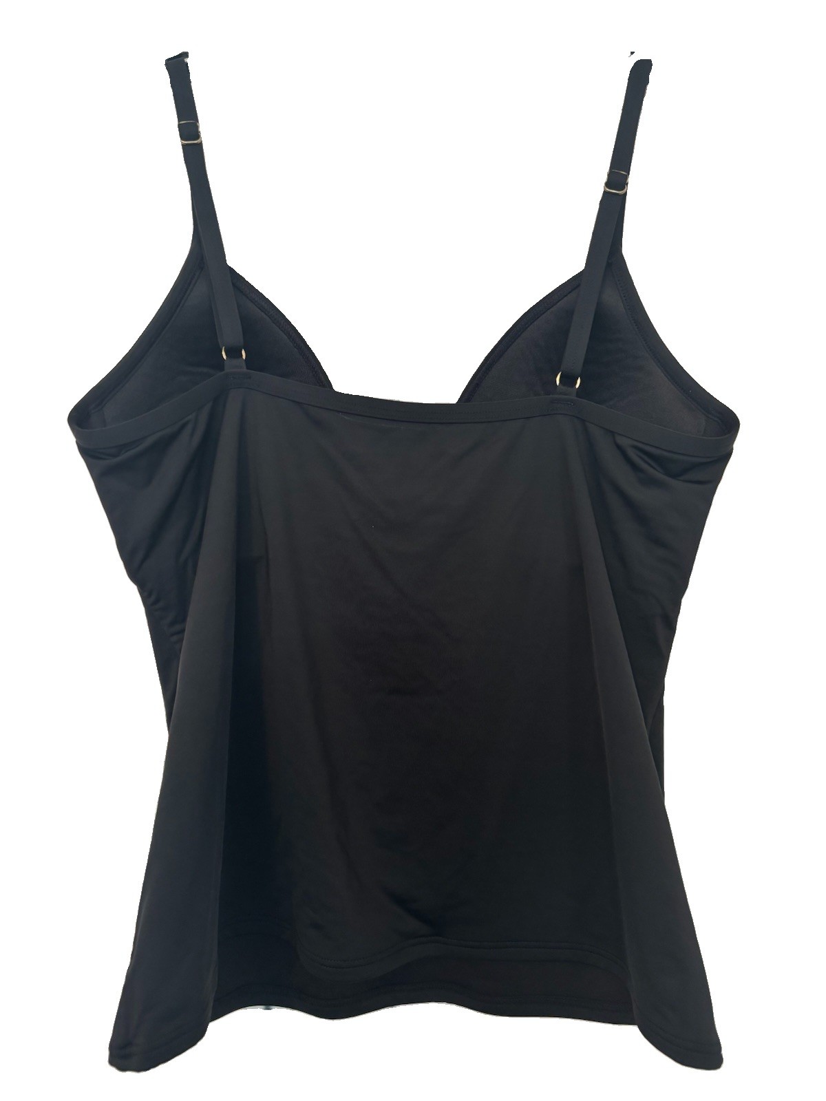 Bar 111 Women’s Plunge-Neck Tankini Top Black Adjustable Straps Padded Swim Sz M