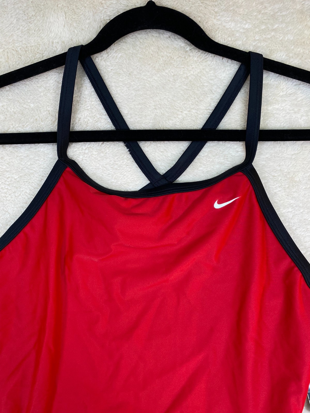 Nike One Piece Swimsuit Red Racerback Cutout Athletic Swim SZ 38 NWT