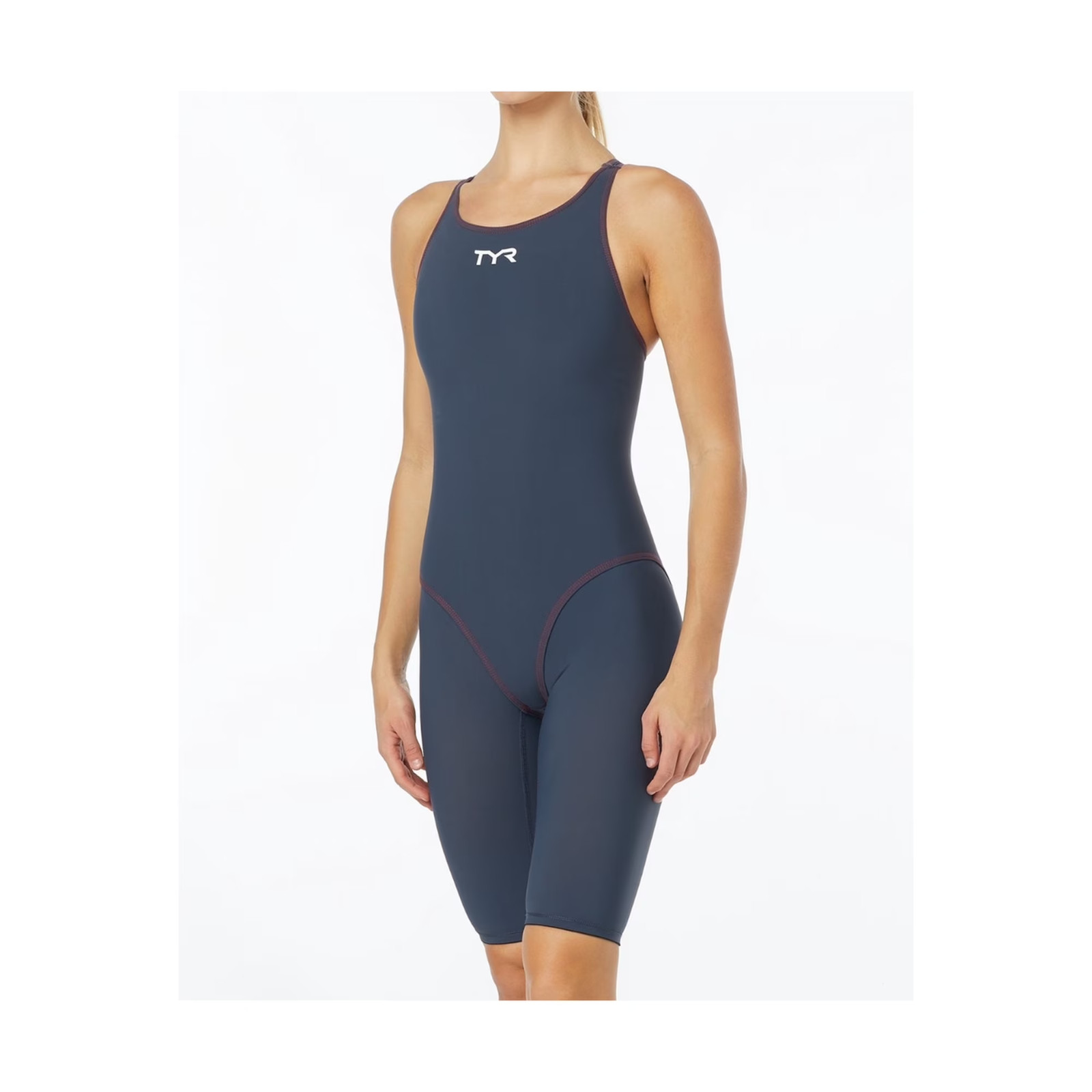 NWT TYR Thresher Open Back – Grey/Red Size 24 – FINA U12 Compliant