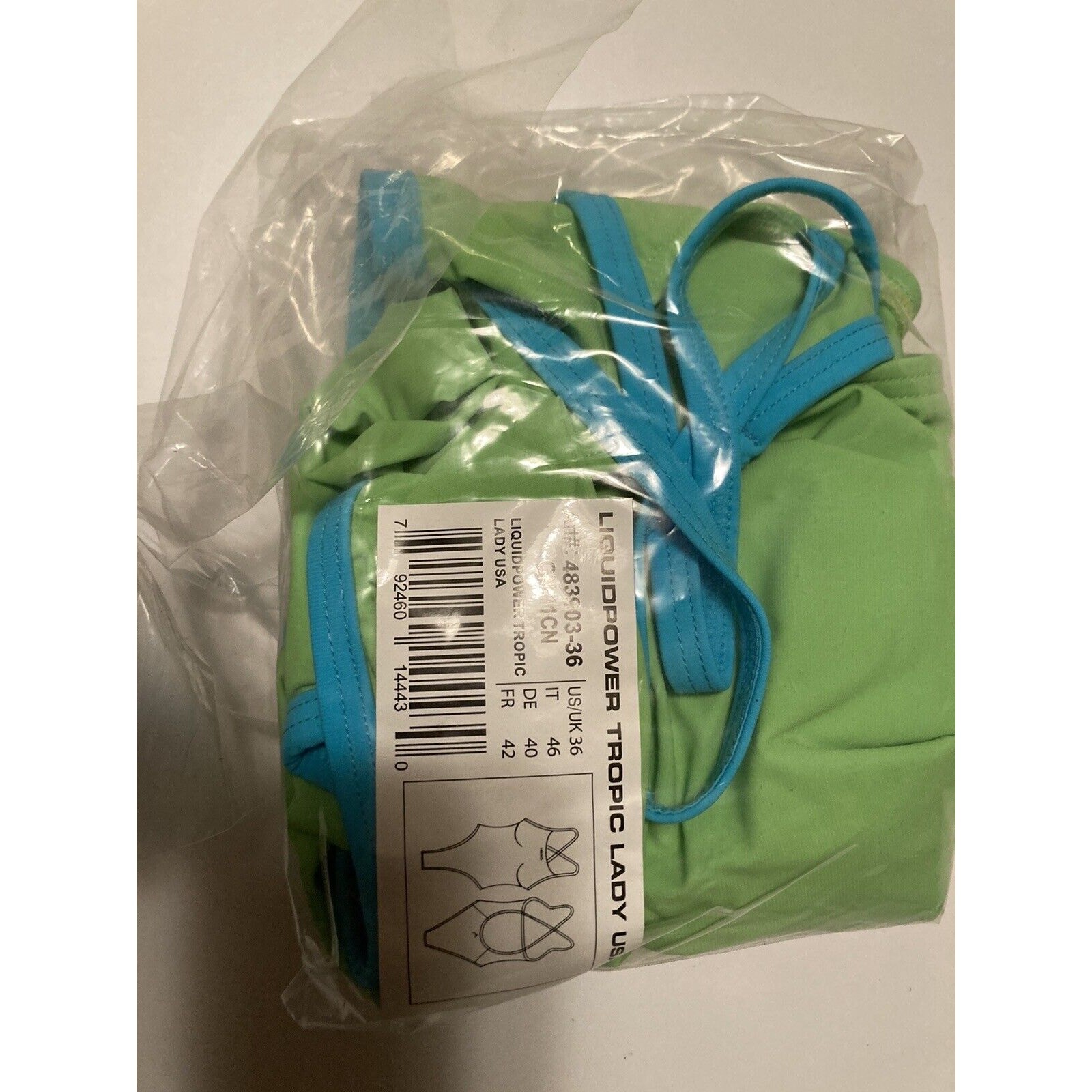 HEAD Womens Swimming Swimsuit LiquidPower Tropic Lady. Green. Size 36. Open Box