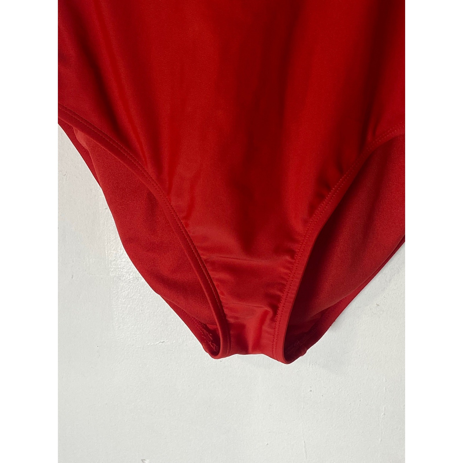 Red Halter One Piece Swimsuit Open Back Tie Neck Tie Back Padded M