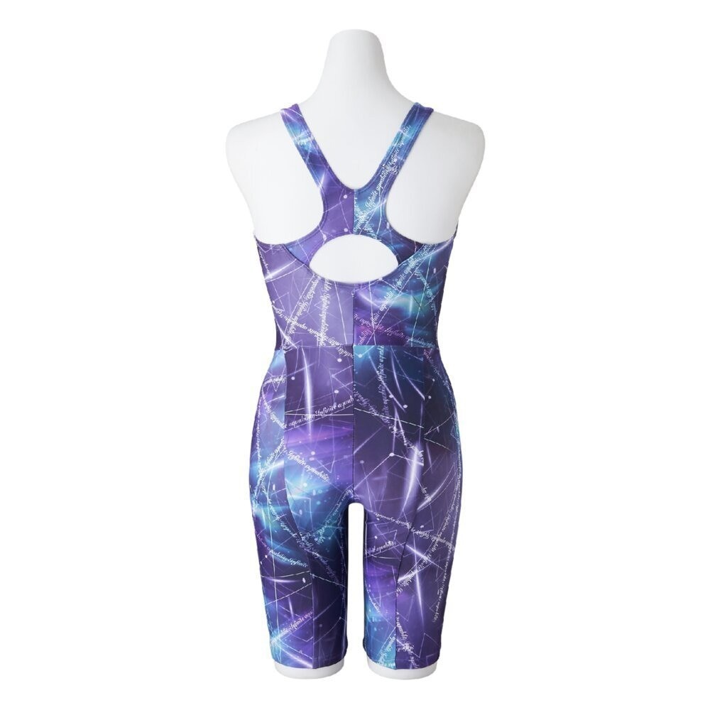 Mizuno Women’s Swim Fitness All-in-One Swimsuit Graphic Pattern Black Stroke ONE