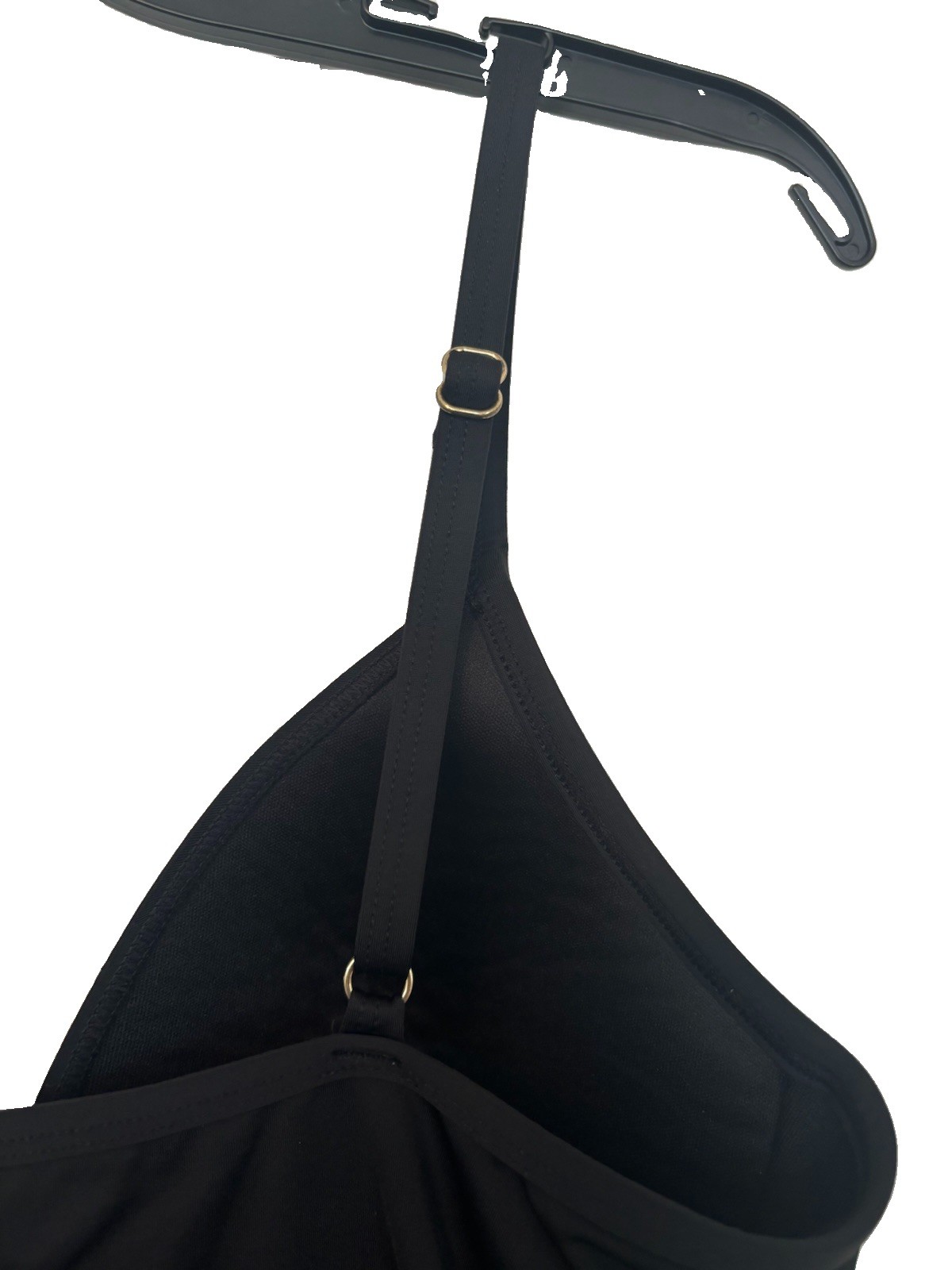 Bar 111 Women’s Plunge-Neck Tankini Top Black Adjustable Straps Padded Swim Sz M
