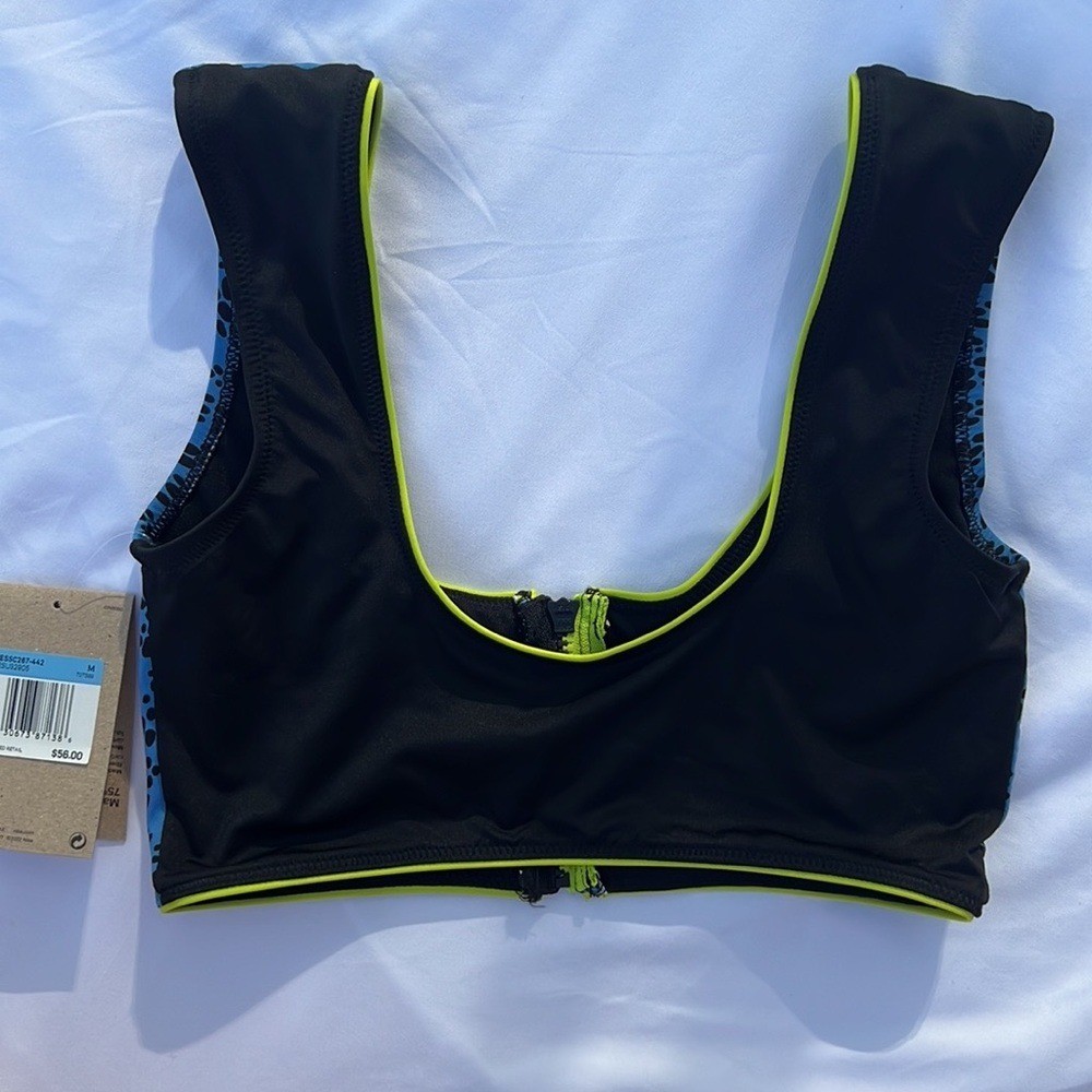 NWT Nike Women’s Swim Active Zip Top Blue Black Neon Green Medium Sporty