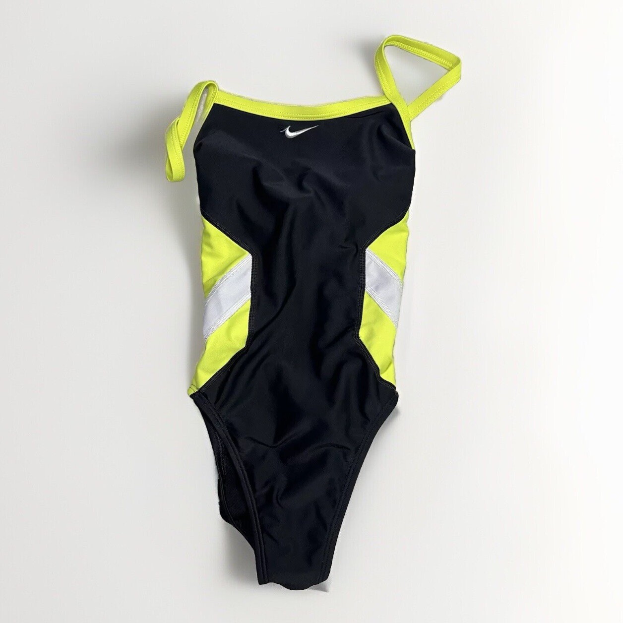 Nike Womens sz 4 one piece swim suit Black lime green