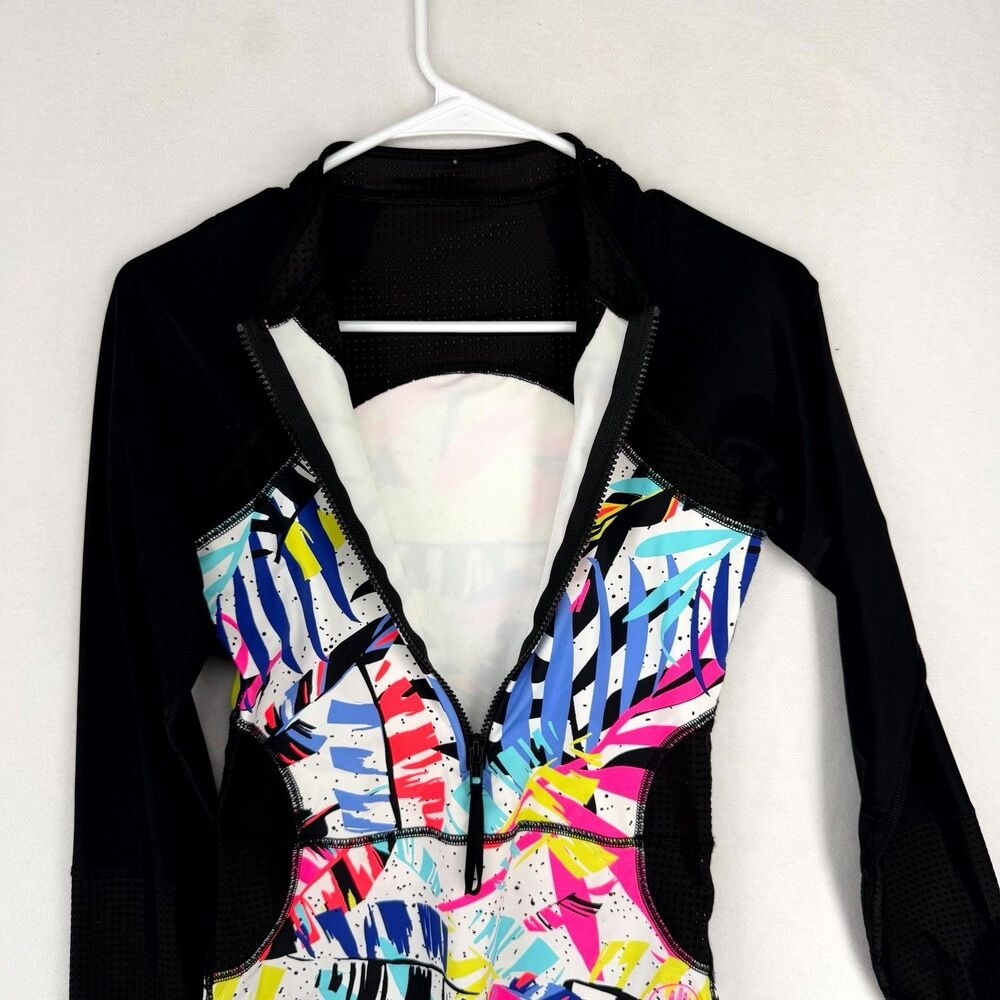 Bathing Suit Wetsuit Colorful Neon Pink Yellow Blue Womens Size S