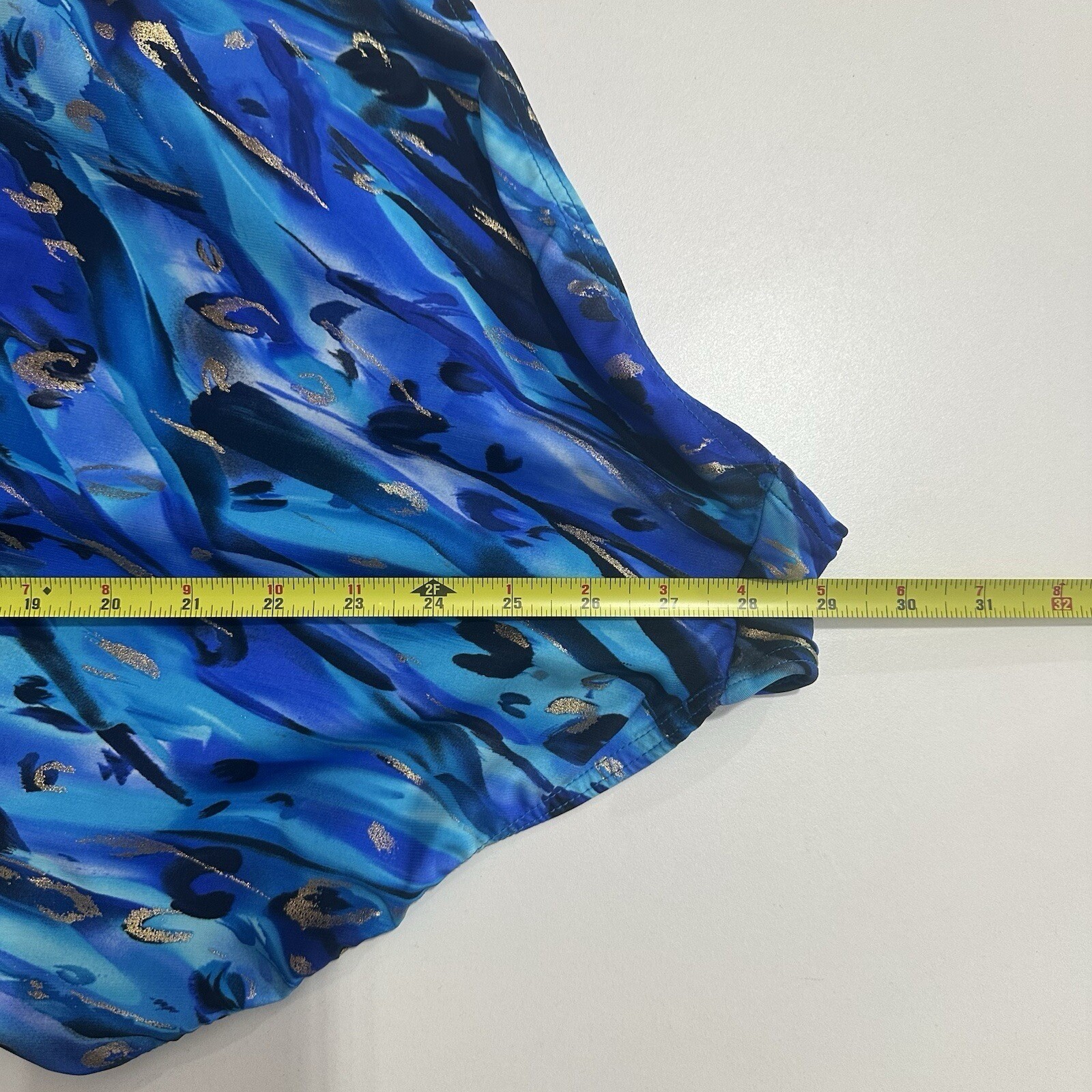 Miraclesuit Animal Magnetism Temptress Wrap One Piece Swimsuit Blue Gold Size 6?