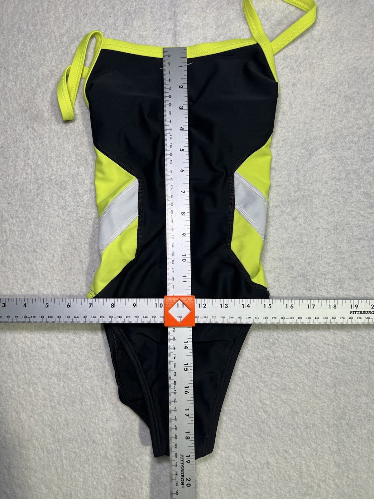 Nike Womens sz 4 one piece swim suit Black lime green