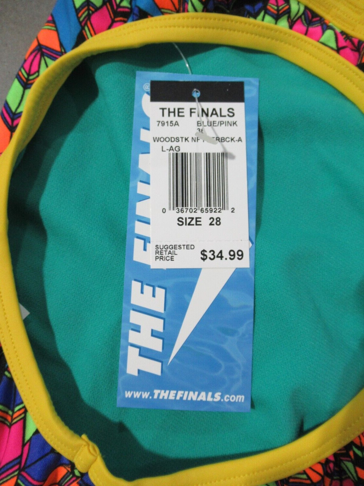 TYR The Finals Woodstck Size 28 Blue Pink *NWT*