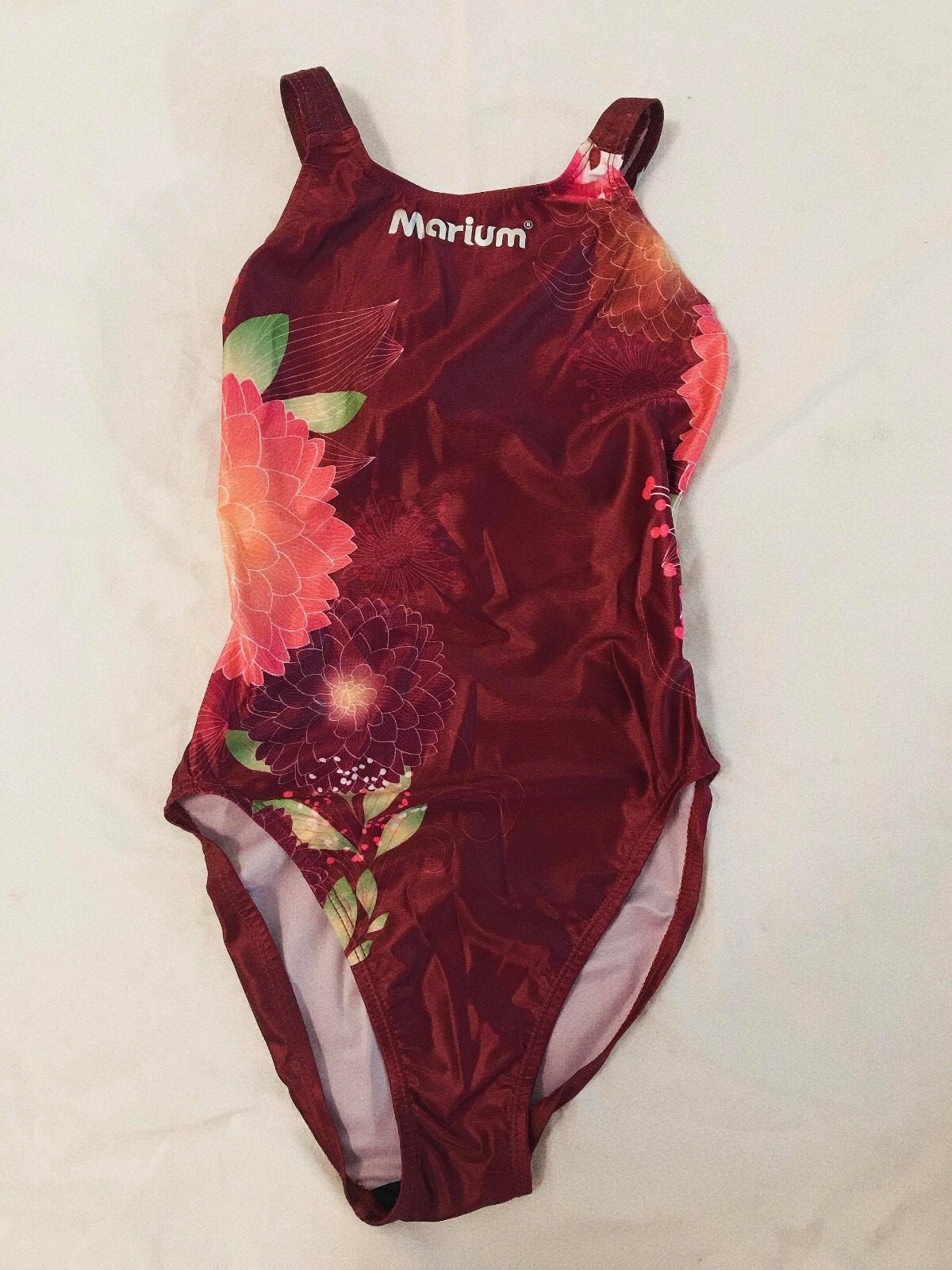 Womens Marium Racing Swimsuit Swimwear Women Size M Red Floral Color