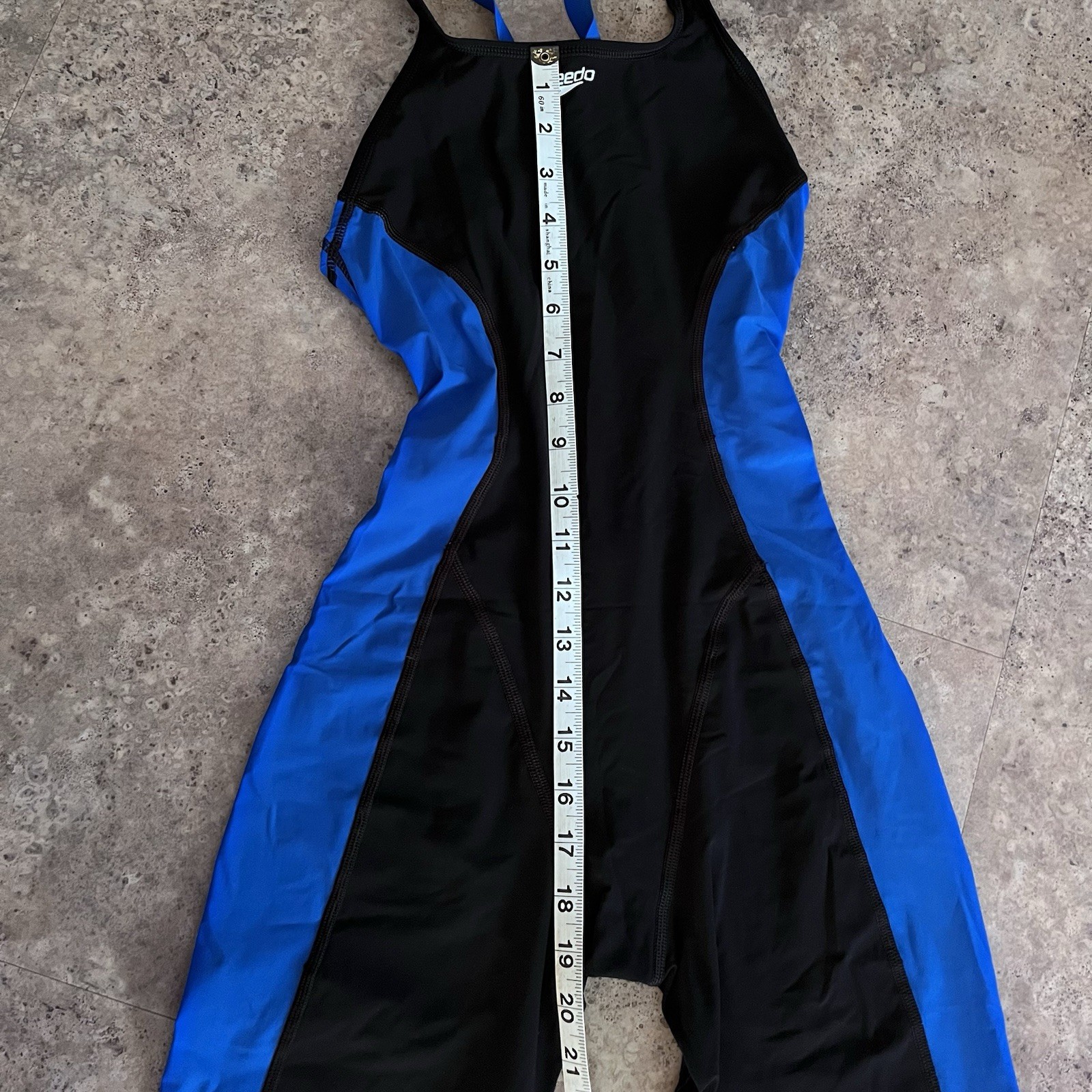 Speedo Powerplus Womens Kneeskin Racing Swimsuit Black Blue Size 28
