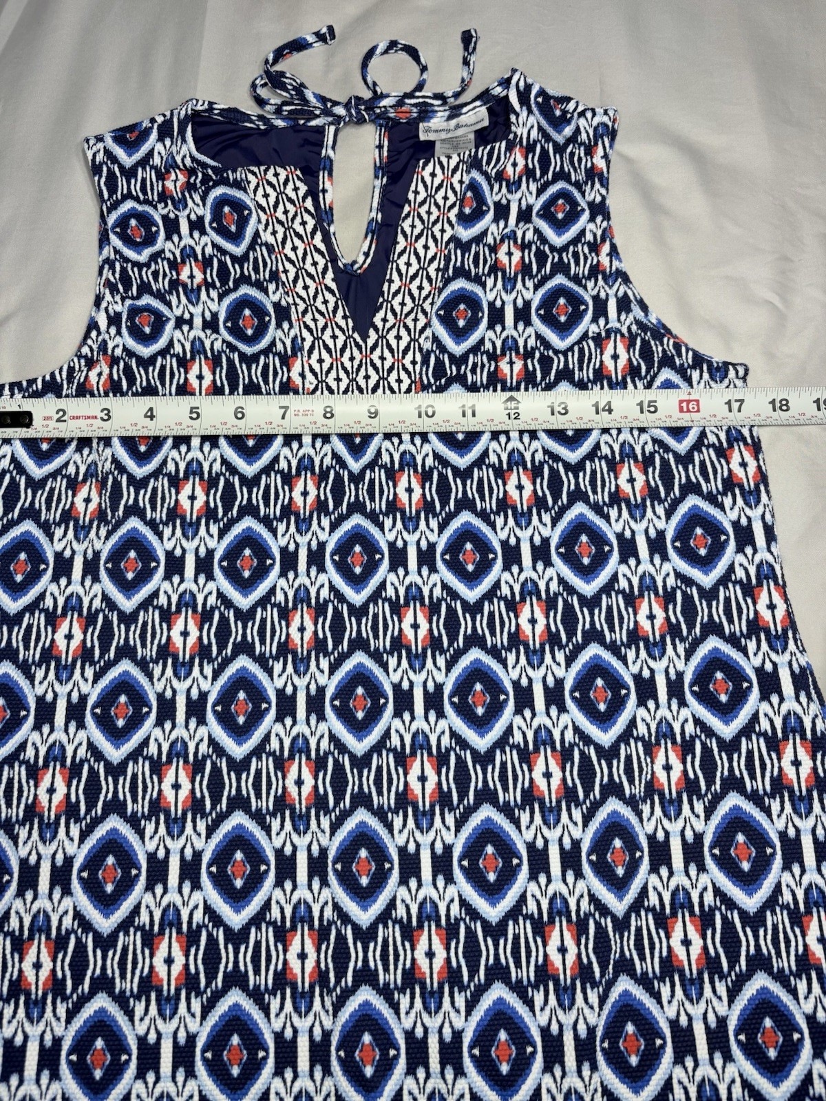 Tommy Bahama Sleeveless Beach Romper Blue Pattern Size L/G 95% Recycled Nylon
