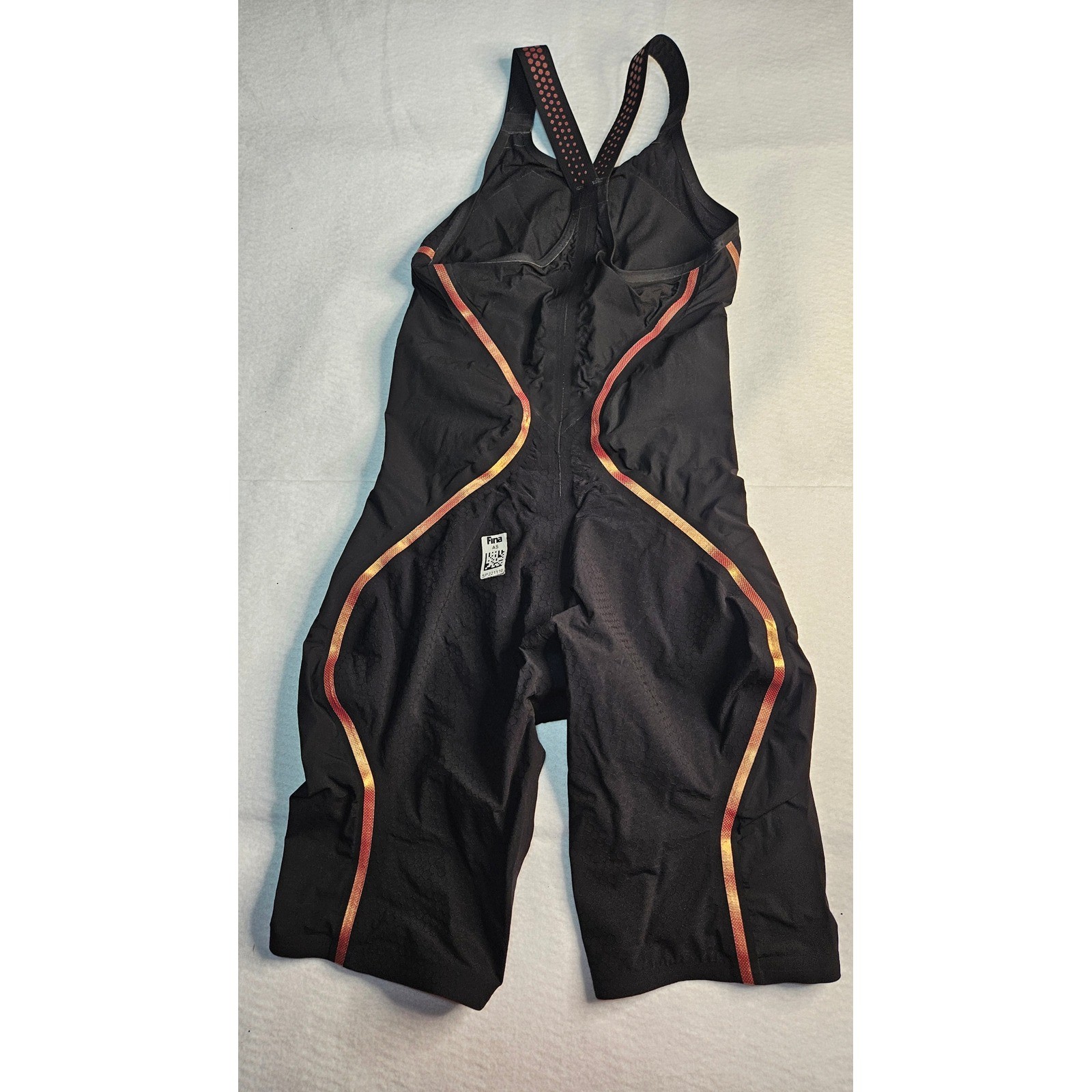Speedo LZR Pure Intent Open Back Kneeskin Tech Suit Black Rose Gold Size 24 FINA
